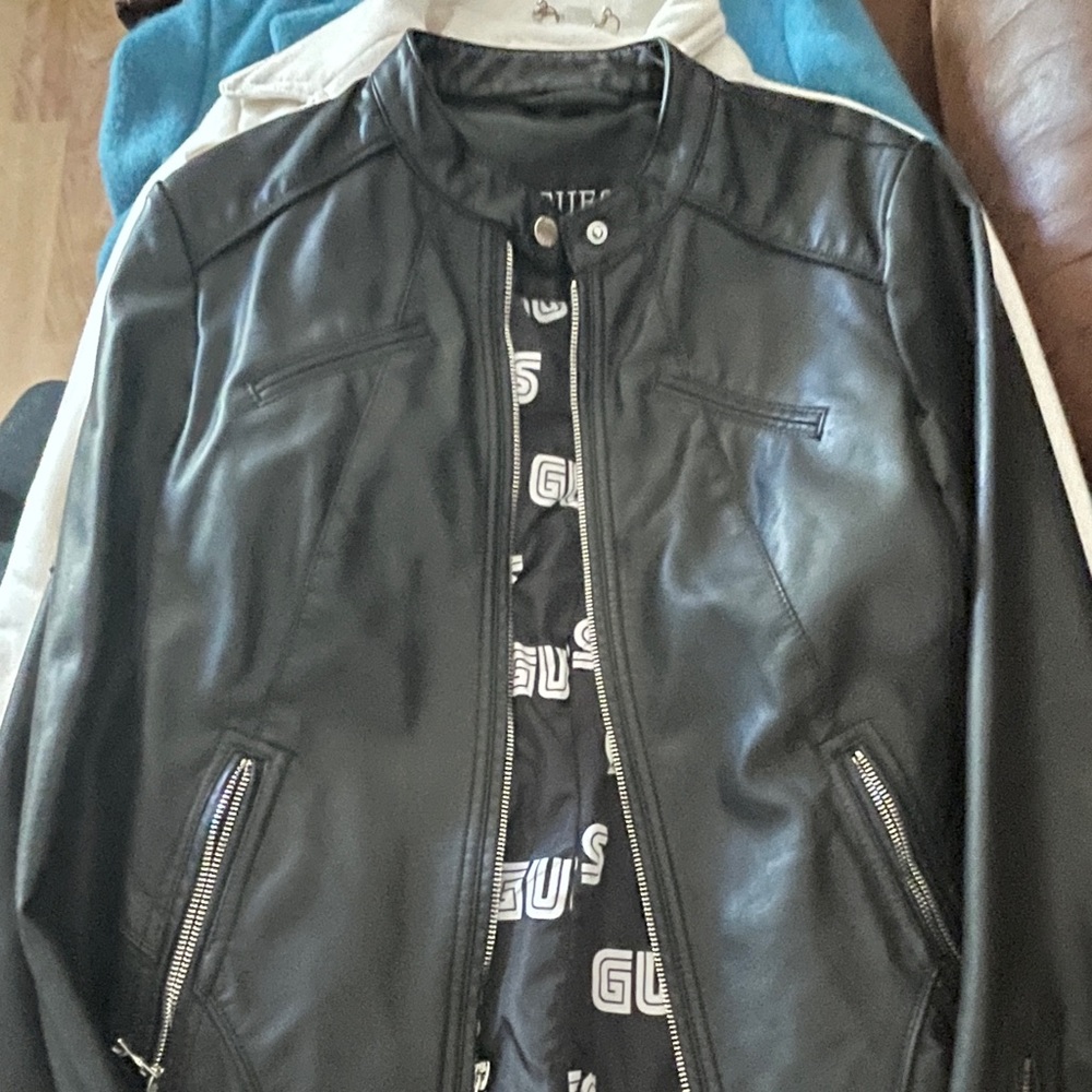 Vegan leather black Guess jacket